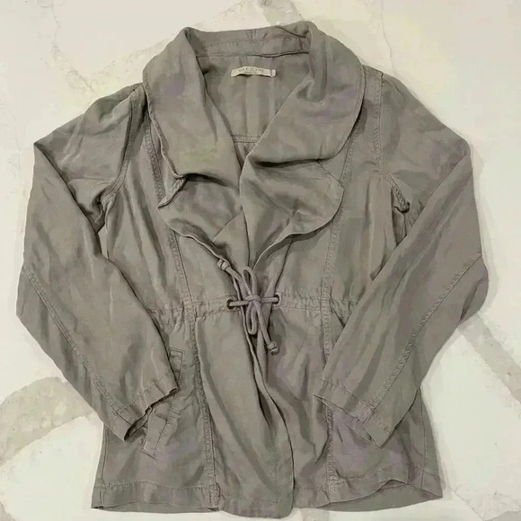 Max Jeans Drape Front Tencel Jacket LightGray Womens Medium MidLength Soft Light - Picture 1 of 6